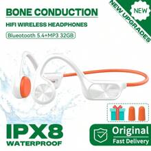 True Bone Conduction Wireless Headphones IPX8 Waterproof Swimming Sports HIFI Music Earphones Bluetooth 5.4 MP3 32GB RAM Memory - IPX8 With 32GB - View 5