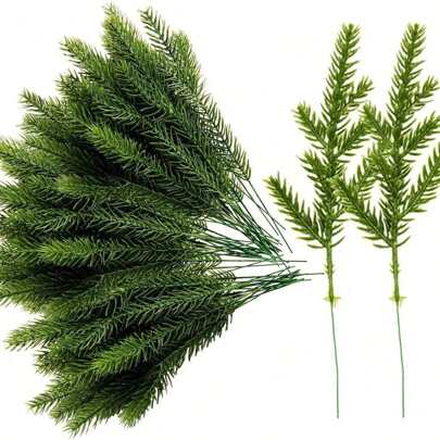10 piezas de ramas artificiales de aguja de pino, decoración del hogar, corona DIY, caja de regalo, flores para bodas, Año Nuevo, decoración de mesa, centros de mesa, flores artificiales, flores de plástico, Día de San Valentín, regalo, plantas falsas