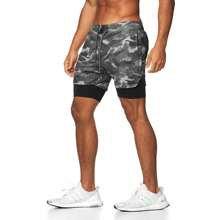 2 In 1 Double Shorts For Running With Internal Pocket Protection - Xám - Xem 1