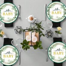 24pcs Oh Baby Paper Plates Napkins Supplies Set, Sage Greenery Baby Shower Party Supplies, Cake Dessert Plates, Eucalyptus Disposable Tableware Decorations Party Platters, Dish Tray For Boys Girls Birthday, 24 Guests, Christmas Party Christmas Decor Christmas Decorations Christmas Gifts And Decor Decorations S