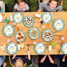 24pcs Oh Baby Paper Plates Napkins Supplies Set, Sage Greenery Baby Shower Party Supplies, Cake Dessert Plates, Eucalyptus Disposable Tableware Decorations Party Platters, Dish Tray For Boys Girls Birthday, 24 Guests, Christmas Party Christmas Decor Christmas Decorations Christmas Gifts And Decor Decorations S