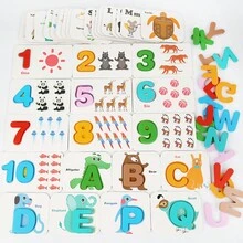 Montessori Wooden ABC & Number Puzzles - Engaging Preschool Learning Flashcards With Animal Fun - Multicolor - View 15