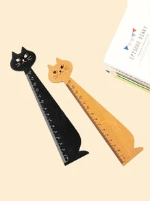 1pc Cute Cat Shaped Wooden Ruler - Ideal For School, Home And Office Supplies, Back To School Essential, Perfect Gift For Cat Lovers, Party Favor For Halloween, Thanksgiving, Christmas And More Back To School,Rulers - Multicolor - View 15