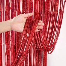 1 tấm rèm viền lá bạc/hồng/vàng, rèm cửa viền kim tuyến kim loại, phông nền bạc để trang trí tiệc, rèm cửa bằng vải Mylar bạc lấp lánh dày phông nền treo tường, Giáng sinh - Nhiều màu - Xem 20