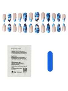 24 件杏仁指甲，创意万圣节幽灵蝙蝠星空蜘蛛网假指甲，可拆卸全覆盖假指甲贴纸。 - 彩色 - 查看 3