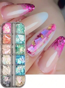 12 Lưới Vỏ Mica Trang Trí Nghệ Thuật Làm Móng Tay Kim Sa Lấp Lánh Vỏ Sò Tự Nhiên Không Đối Xứng Phụ Kiện Làm Móng Tay Đá Cẩm Thạch Mặt Dây Chuyền Móng Tay Tự Làm Đá Quý Làm Móng Dụng Cụ Làm Móng (Mảnh Vỏ Sò Màu Ngẫu Nhiên + Kiểu Mũi Khoan Dẹt + Nhíp + Bút) Móng Tay - Nhiều màu - Xem 3