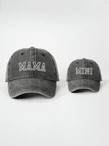 2 chiếc mũ lưỡi trai bóng chày thêu "MAMA+MINI" phù hợp, mũ chống nắng ngoài trời thường ngày có thể điều chỉnh cho bé trai và bé gái, du lịch mùa xuân thu kỳ nghỉ bãi biển - Mũ bóng chày dành cho cha mẹ và con cái - Xem 4