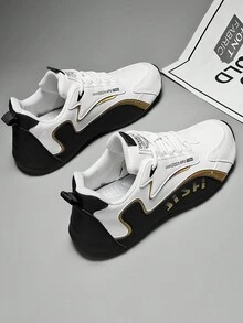 男士高帮运动鞋，户外休闲运动鞋，皮革鞋面，轻便，健身跑步鞋，篮球鞋，适合徒步旅行、骑自行车 - 黑與白 - 查看 4