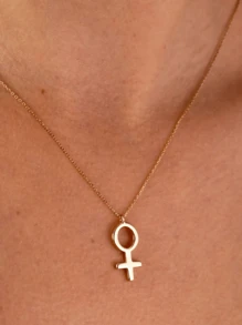 金星符号项链女权主义珠宝女性符号吊坠纯银女性符号项链女权主义礼物 - Necklace - 查看 3