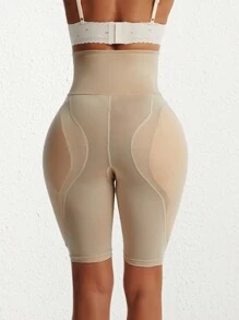 高腰加垫内衣臀部增强器，无缝提升和塑身臀部塑身控制内裤 - 杏色 - 查看 4