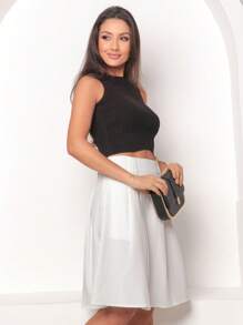 Plain Midi Skirt With Pocket In Marrant Fabric - 白色 - 查看 9