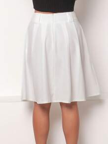 Plain Midi Skirt With Pocket In Marrant Fabric - 白色 - 查看 11