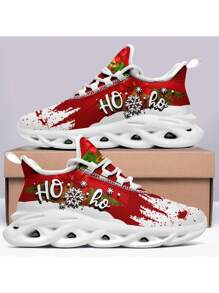 Merry Christmas Women's Sneakers, Lightweight Low Top Lace Up Shoes, Women's Fashion Outdoor Shoes