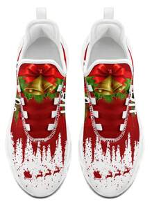 Merry Christmas Women's Sneakers, Lightweight Low Top Lace Up Shoes, Women's Fashion Outdoor Shoes