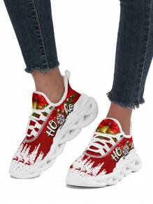 Merry Christmas Women's Sneakers, Lightweight Low Top Lace Up Shoes, Women's Fashion Outdoor Shoes