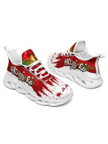 Merry Christmas Women's Sneakers, Lightweight Low Top Lace Up Shoes, Women's Fashion Outdoor Shoes