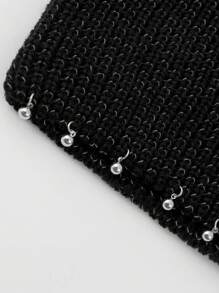 1pc Ear Protection Casual Unique Solid Color Beanie Hat, Acrylic Yarn Ball Embellished Knit Hat With Metallic Thread, For Autumn/Winter Street, Party Wear