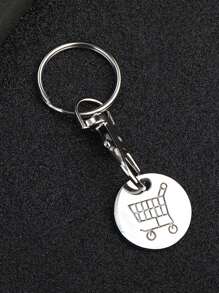 1 pieza Moneda de metal con logotipo de carrito de supermercado, gancho de langosta, llavero creativo, disponible al por mayor, un regalo para mamá, accesorio para coche, dije para bolso, accesorio escolar, lindo, gótico, Y2K