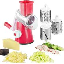 Rotary Cheese Grater - 3-In-1 Stainless Steel Manual Drum Slicer, Rotary Graters For Kitchen, Food Shredder For Vegatables, Nuts And Chocolate - Blue - View 6