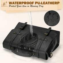 Túi đeo chéo nam 17 inch chống thấm nước bằng da cổ điển đựng máy tính xách tay cỡ lớn Túi đeo vai đựng máy tính cho văn phòng, kinh doanh, du lịch, trường đại học, Halloween, Giáng sinh, mùa thu, túi đựng máy tính đại học - màu đen - Xem 5