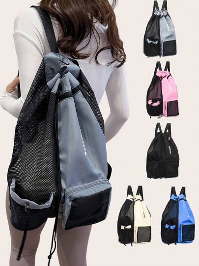 Mochila con cordón de malla para natación con compartimentos húmedos y secos, para la playa, el gimnasio y equipo de entrenamiento para natación, bolsa de deporte de yoga de verano y bolsa de viaje.