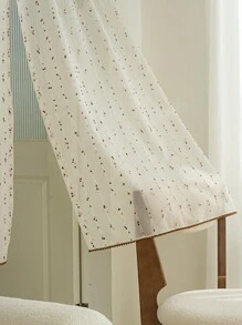1Piece Chic Rainbow Vintage With Bottom Pompon Lacework Tulle Short Curtains,Rod Pocket Design For Kitchen Cabinet Dust Shelter & Bedroom Window Decoataion