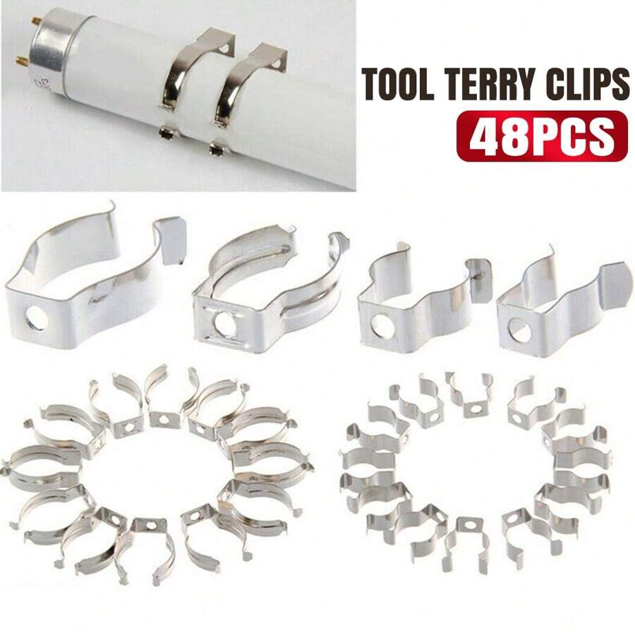 4 Sets (48 PCS/Set) Tool Spring Terry Clips Heavy Duty Storage For Shed Wall Mount Clips - Silver - View 1