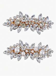 2/4/6/8/10 Peças Presilhas de Cabelo com Strass, Grampos de Cabelo com Cristal e Pérola Cintilante, Acessórios de Cabelo Elegantes para Casamento, Baile, Dia dos Namorados, Dança, para Cabelos Grossos e Longos, Noivas, Mulheres e Meninas, Tiaras - A - Visão 12