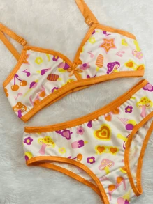 Kit 2 Children's Set Girl's Panties And Bra For Children And Youth - 彩色 - 查看 1