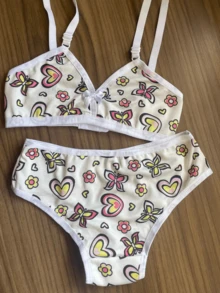 Kit 2 Children's Set Girl's Panties And Bra For Children And Youth - 彩色 - 查看 3