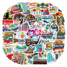 可爱的夏威夷夏季防水贴纸，适用于水瓶，55 件 Hapiuen 阳光海滩大海贴纸包，适用于笔记本电脑剪贴簿滑板行李贴花，适合儿童青少年女孩礼物、派对的酷炫贴纸 - 彩色 - 查看 1