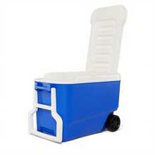 38 QT. Enfriador de hielo con ruedas y carcasa rígida, azul