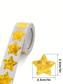 500张/卷 金色星星贴纸，适用于学校课堂奖励，闪光箔星星DIY手工贴纸，返校剪贴簿用品，趣味贴纸，笔记本电脑贴纸，Kindle手机贴纸 - 金色 - 查看 4