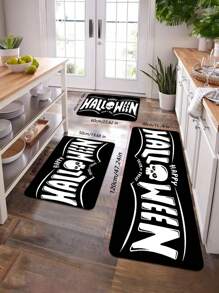 1 Stück großer rechteckiger Halloween Kürbis Geist rutschfester Polyester Bodenmatte - Schmutzabweisend, waschbar, maschinell hergestellt - für Wäsche, Bad, Eingang, Flur, Gothic Dekor, ästhetische Kunstbedarf, Vintage Halloween Dekor, Party Geschenke - Verschiedenfarbig - Übersicht 1