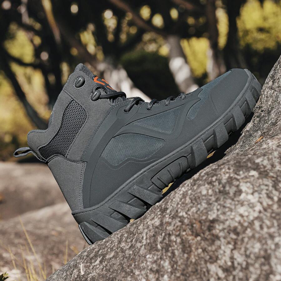 1 par Botas tácticas de montaña y senderismo para hombres, botas de combate militares a prueba de resbalones, duraderas y especiales para fuerzas especiales