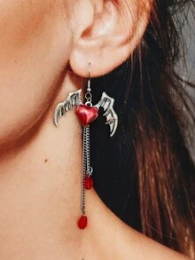 1 chiếc khuyên tai hình dơi và hoa hồng Gothic tối màu trang sức Halloween - Nhiều màu - Xem 13