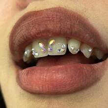 48 件闪亮蝴蝶水晶牙齿首饰套装，奢华仿水钻牙齿装饰，DIY 高端牙齿配件，专业时尚牙齿宝石，适合日常、节日、派对 - 48pcs炫彩色 - 查看 2