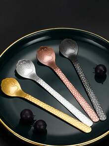 1 thìa cà phê bằng thép không gỉ, hình dạng móng vuốt mèo dễ thương, dễ vệ sinh, tay cầm có kết cấu hình búa, dụng cụ khuấy cà phê có thể tái sử dụng, thiết thực và sáng tạo cho gia đình/nhà hàng - Kiểu thìa mèo - Xem 9