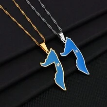 1pc  Map Flag Pendants Necklaces Silver Color,Gold Color Jewelry For Women/Men Somaliland - Multicolor - View 3
