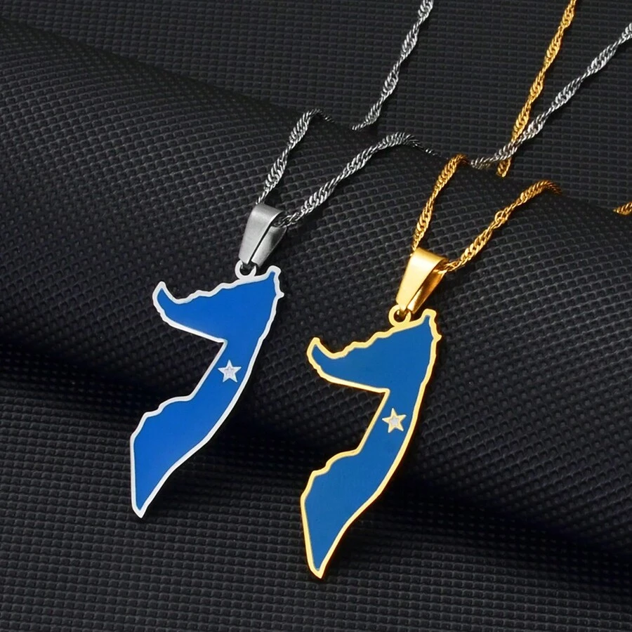 1pc  Map Flag Pendants Necklaces Silver Color,Gold Color Jewelry For Women/Men Somaliland - Multicolor - View 1