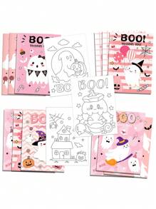 6 cuốn sách tô màu Halloween dễ thương Boo Ma mẫu Graffiti Tranh vẽ nghệ thuật Sách giải tỏa căng thẳng, Thích hợp làm quà tặng cho bạn bè và gia đình, Quà tặng tiệc ma Halloween, Giáng sinh - ma halloween - Xem 1