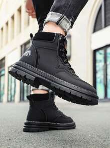 Botas de couro pretas masculinas, botas de cano alto estilo western, nova chegada