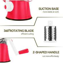 Rotary Cheese Grater - 3-In-1 Stainless Steel Manual Drum Slicer, Rotary Graters For Kitchen, Food Shredder For Vegatables, Nuts And Chocolate - Blue - View 7