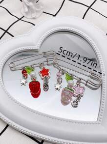 1 chiếc mặt dây chuyền hình ngôi sao năm cánh màu đỏ dâu tây dành cho nữ, móc khóa móc khóa túi xách đơn giản phong cách sáng tạo dễ thương - Đỏ - Xem 2