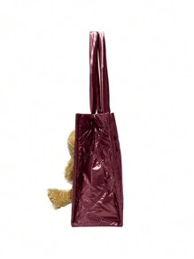 SAC MILANO Ours en peluche décoré, veste matelassée élégante, unique et tendance, sac à dos, sac à main, sac à bandoulière réglable, convient pour les enseignants, le collège, le lycée, les fêtes, les vacances, les affaires, l'été, le style vintage, le week-end, indispensable pour l'automne/l'hiver, excellent cadeau