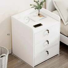 Mesilla de noche moderna Mesilla de noche simple del dormitorio con el estante del almacenaje Mesilla de noche de madera moderna Estantería de libros Armario de almacenaje Mesilla de noche sola de 3 cajones Armario de cabecera Armario de cabecera del dormitorio Baúl de 3 cajones Mesa de cabecera Mesa auxiliar del dormitorio Mesa auxiliar del dormitorio Armario de la entrada - Blanco - Ver 2