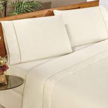3-Piece Double Bed Sheet 400 Thread Count Cotton - Beige - View 3