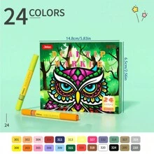 水性丙烯酸笔、彩色 DIY 剪贴簿卡片涂鸦绘图笔、手绘防水记号笔、双头荧光笔、可水洗画笔、12 色/24 色 - 彩色 - 查看 8