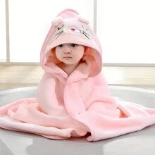 Cartoon Baby Hooded Cloak Poncho Soft Bathing Towel Infant Swaddle Blanket