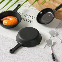 3/6pcs Mini Simulated Frying Pan, Pot And Spatula Model Set For DIY Miniature Kitchen Dollhouse, Accessories For Doll House, Christmas Gift,Dollhouse Miniatures,Dolls House Miniatures,Miniature